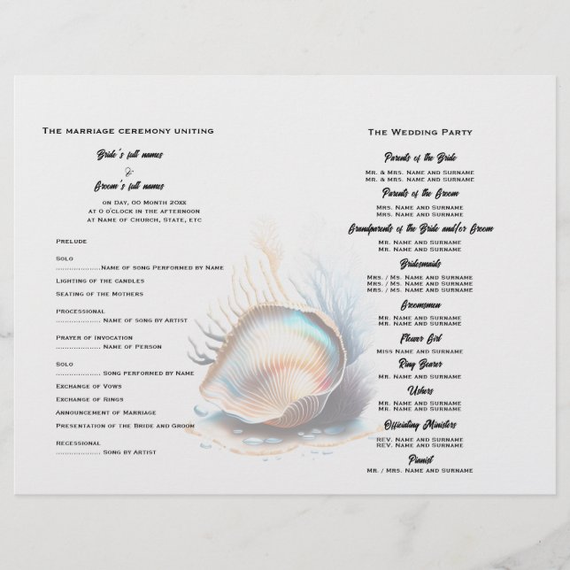 Lámina Concha marina de playa conchas marinas náuticas mo (Anverso)