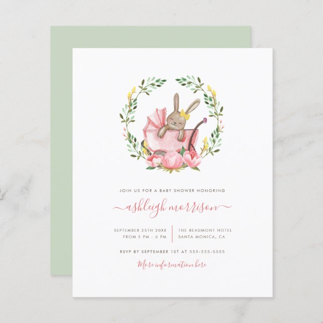 Lámina Conejito Dormido En El Presupuesto En La Ducha De  (Anverso / Reverso)