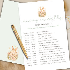 Lámina Conejito Lindo Mamá o Papá Adivina Quién lo Dijo