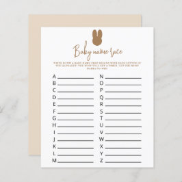 Lámina Conejito simple Juego de carreras de nombre de beb