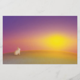 Lámina Conejo conejo blanco lindo en la colina de Grassy 