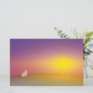 Lámina Conejo conejo blanco lindo en la colina de Grassy