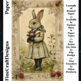 Lámina Conejo cubierto, papel de cuadernillo CK3 con flor
