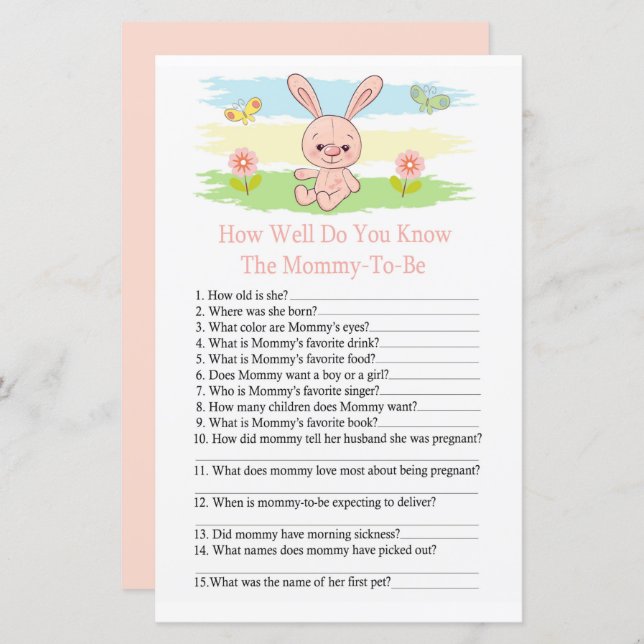 Lámina Conejo de bebés ¿Qué tan bien conoce el juego de l (Anverso / Reverso)