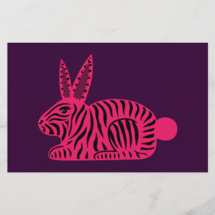 Lámina Conejo de cebra rosa