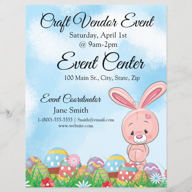 Lámina Conejo de Pascua Rosa con Vendedor de Artesanía de (Anverso)