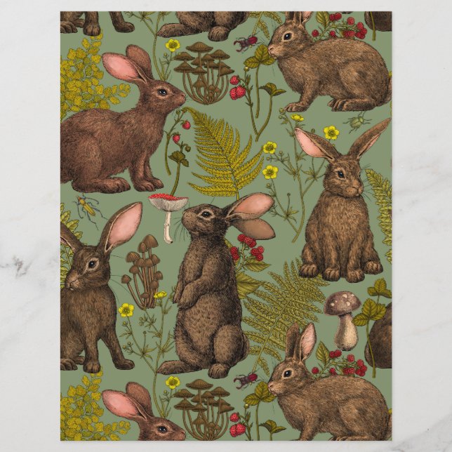 Lámina Conejos y flora de los bosques (Anverso)