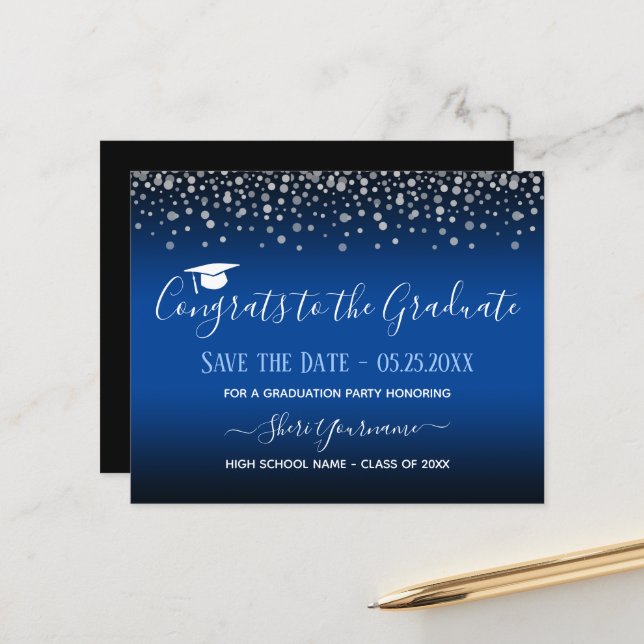 Lámina Confetti Graduation Party Save the Date Invitation (Anverso/Reverso In Situ)