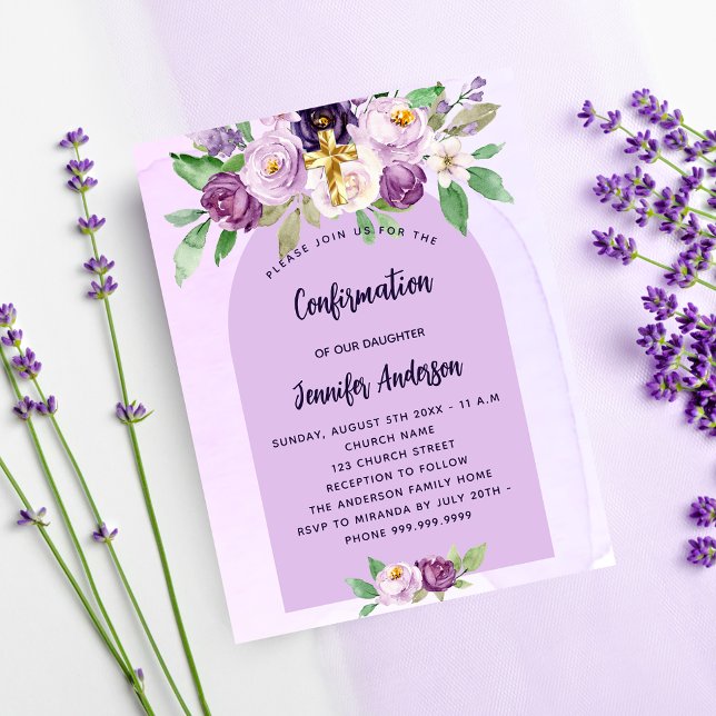 Lámina Confirmación de invitación violeta chica púrpura p (Subido por el creador)