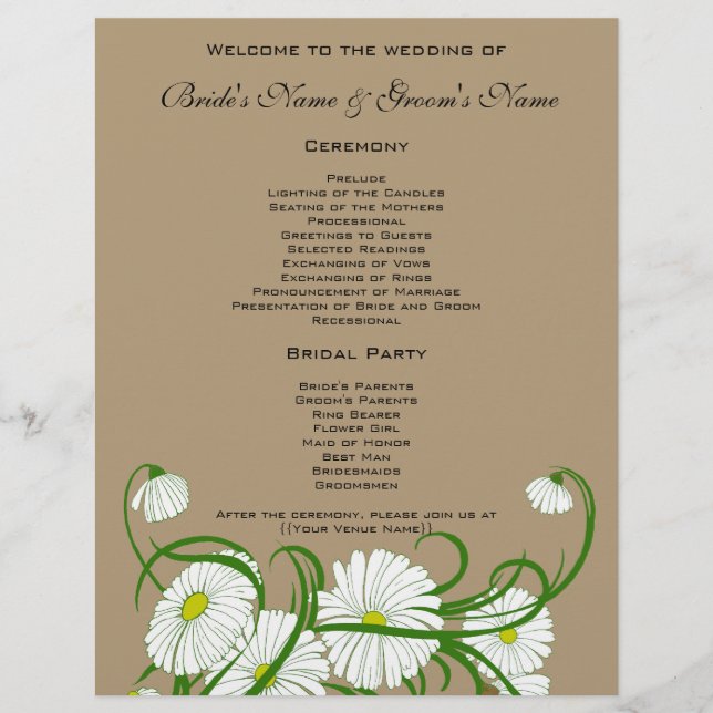 Lámina Conjunto de boda de flores de margaritas Gerber bl (Anverso)