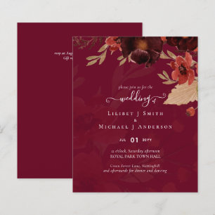 Lámina Conjunto de Boda Floral de Otoño Terracota Burgund