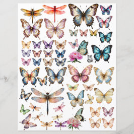 Lámina Conjunto de mariposa al acuarela para corte exigen