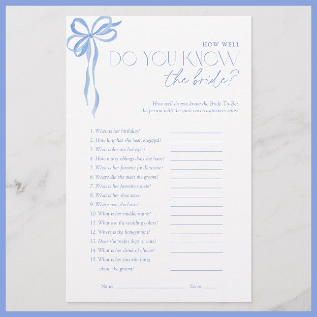 Lámina ¿Conoce el juego de la ducha de novia con Blue Bow (Subido por el creador)