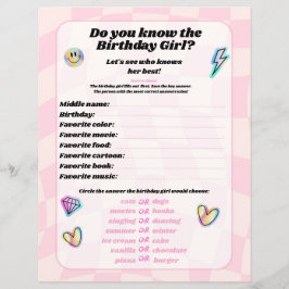 Lámina ¿Conoce el juego del Fiesta Chica de cumpleaños?