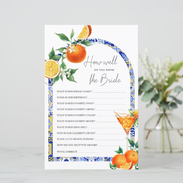 Lámina Conoce el juego mediterráneo Bride Spritz (Anverso de pie)