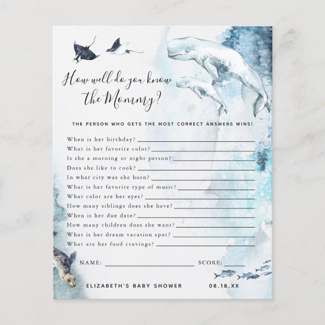 Lámina Conocer a la mami | Juego Baby Shower (Anverso)