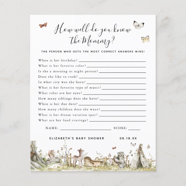 Lámina Conocer a la mami | Juego Baby Shower (Anverso)