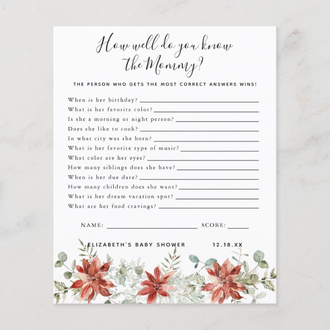 Lámina Conocer a la mami | Juego Baby Shower (Anverso)