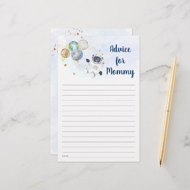 Lámina Consejo Baby Shower del Astronauta Blue Gold Space (Anverso/Reverso In Situ)