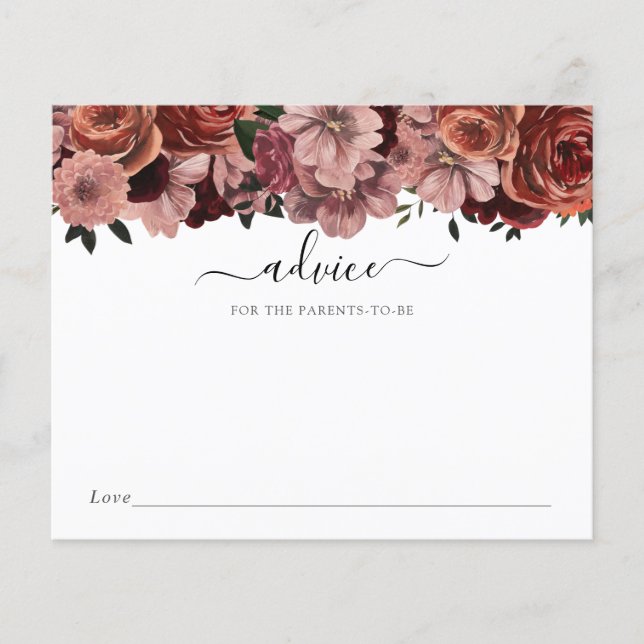 Lámina Consejo de Bebé Floral de Borgoña para los futuros (Anverso)