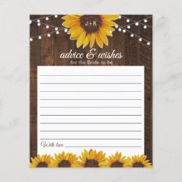 Lámina Consejo de Bodas de Monograma Rústico de girasoles
