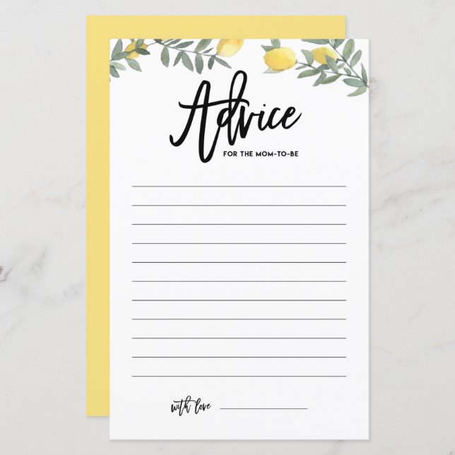 Lámina Consejo de Boho Lemon para que la madre sea Baby S (Anverso / Reverso)