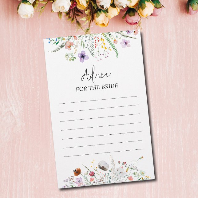 Lámina Consejo de ducha de flores silvestres para la novi (Wildflowers bridal shower Advice for the Bride cards)