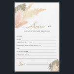 Lámina Consejo de Grass de Boho Rubor Pampas para la tarj<br><div class="desc">Consejos de Boho Rubor Pampas Grass para la tarjeta de novia</div>