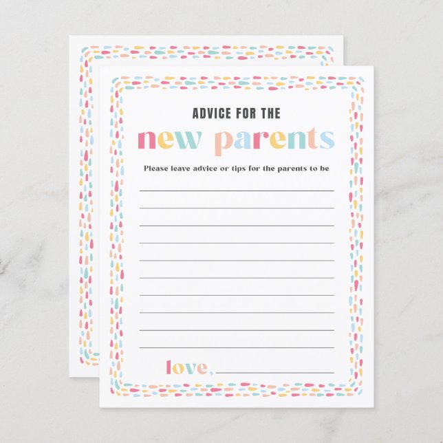 Lámina Consejo de Padres de Baby Shower Rainbow Colours (Anverso / Reverso)