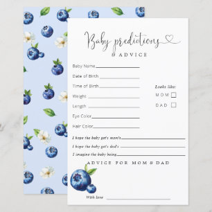 Lámina Consejo de predicciones de Baby Shower de Blueberr