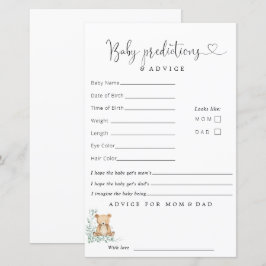 Lámina Consejo de Predicciones de Baby Shower de Verenery