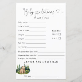 Lámina Consejo de Predicciones de Baby Shower de Woodland