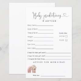 Lámina Consejo de Predicciones de Baby Shower del Boho Ra