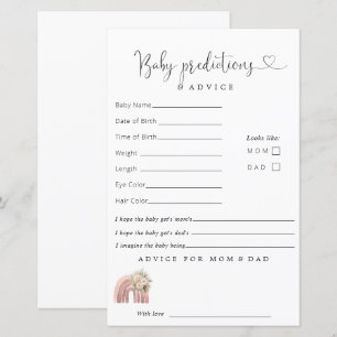Lámina Consejo de Predicciones de Baby Shower del Boho Ra