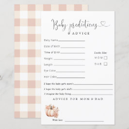 Lámina Consejo de Predicciones de Baby Shower para la Cal