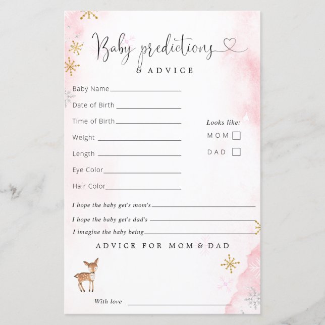 Lámina Consejo de Predicciones de Ducha Chica de Woodland (Anverso)