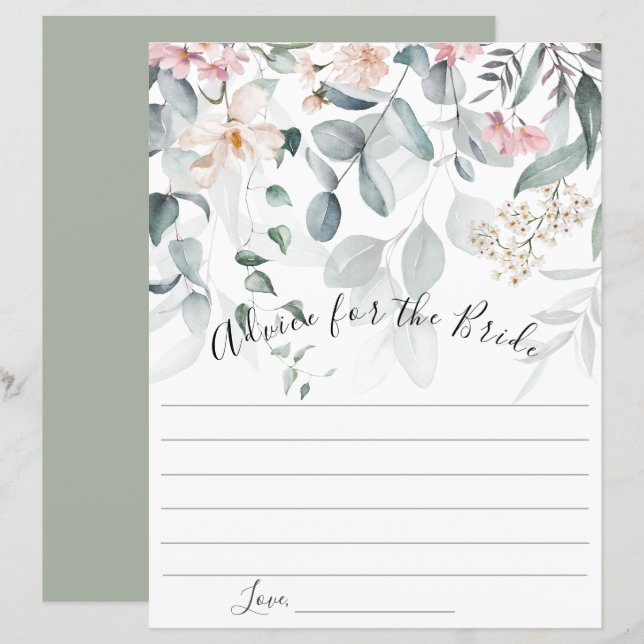 Lámina Consejo de vegetación floral rosa para la novia (Anverso / Reverso)