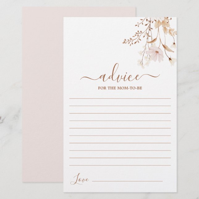 Lámina Consejo Floral de flores silvestres para que la ma (Anverso / Reverso)