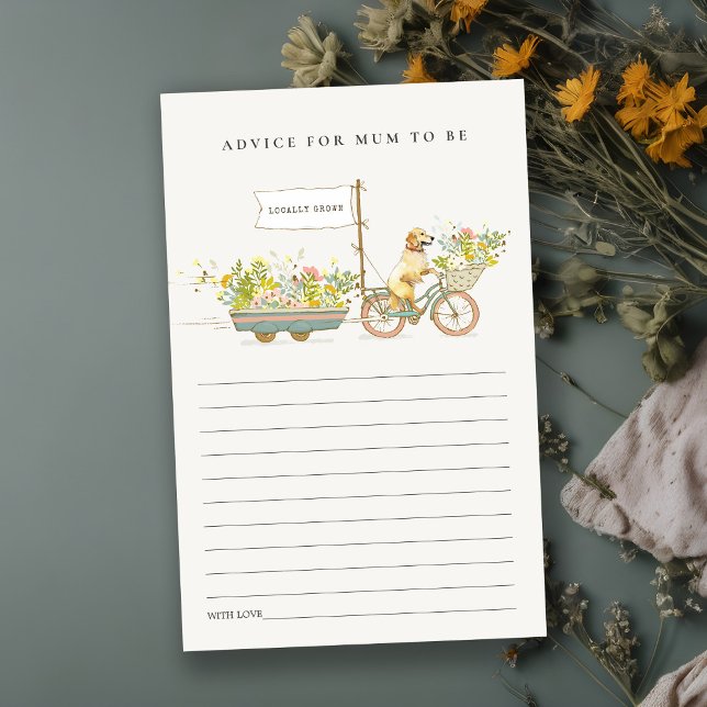 Lámina Consejo Floral De Golden Retriever Para Baby Showe (Subido por el creador)