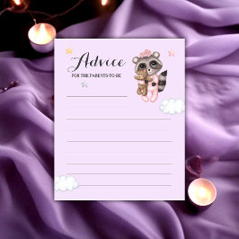 Lámina Consejo Raccoon Baby Shower Lavender Para Padres