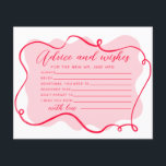 Lámina Consejo y deseos retro marco rosado y ondulado roj<br><div class="desc">Consejo y deseos retro tarjeta de marco rosado y ondulado rojo. Elementos coincidentes disponibles.</div>