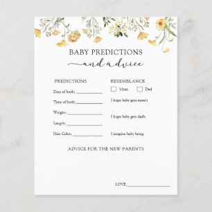 Lámina Consejo y predicciones para el bebé de flores silv