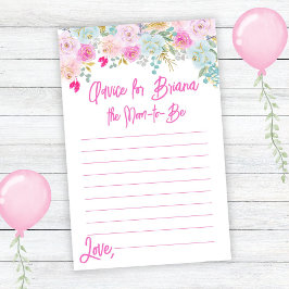 Lámina Consejos de Baby Shower para el Chica Floral Rosa