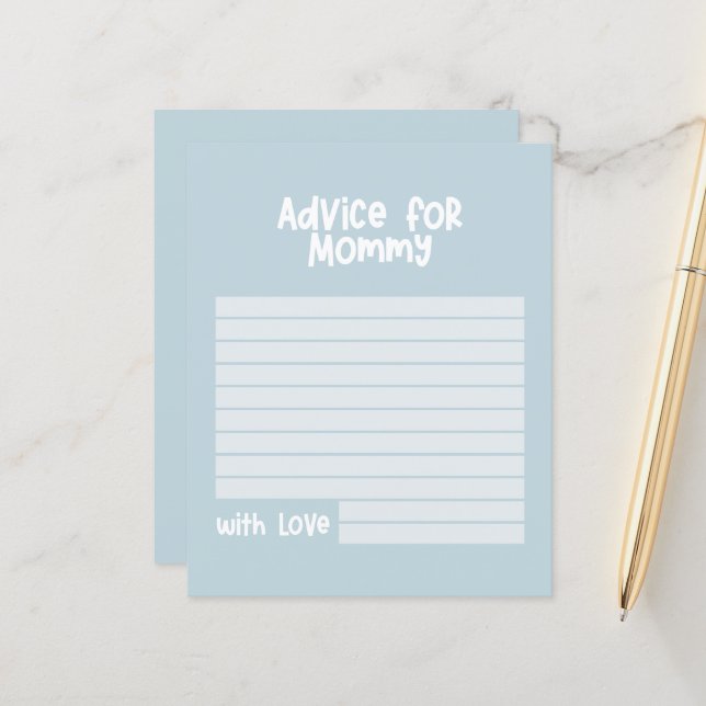 Lámina Consejos de baby shower para mamá moderno azul beb (Anverso/Reverso In Situ)