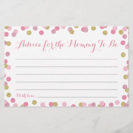 Lámina Consejos de Baby Shower rosados y dorados para las