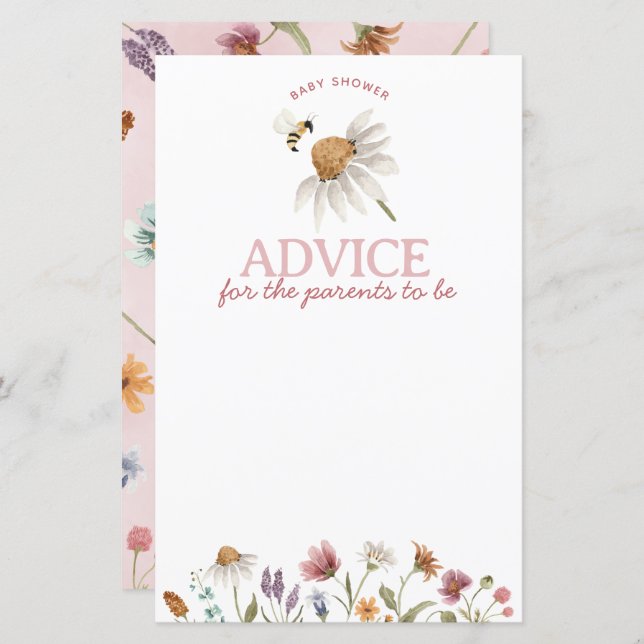 Lámina Consejos de Baby Shower sobre flores silvestres pa (Anverso / Reverso)