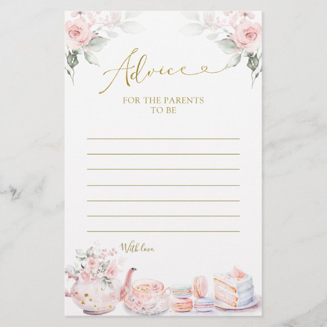 Lámina Consejos de Fiesta de té con flores rosadas para l (Anverso)