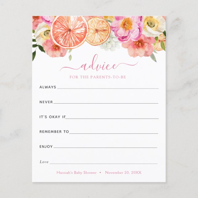 Lámina Consejos de flores de cítricos rosas para los futu (Anverso)