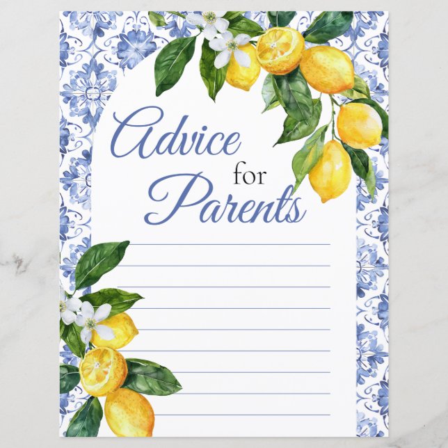 Lámina Consejos de limón azul mediterráneo para padres (Anverso)
