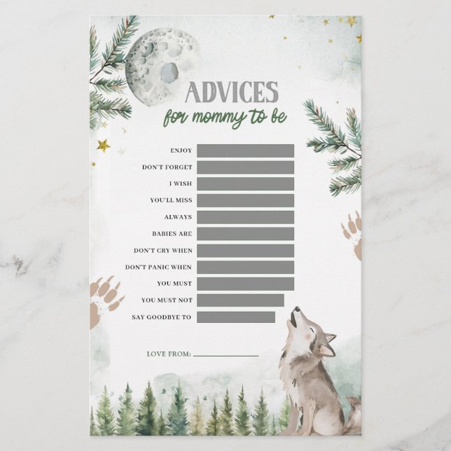 Lámina Consejos de lobo forestal para los futuros juegos  (Anverso)